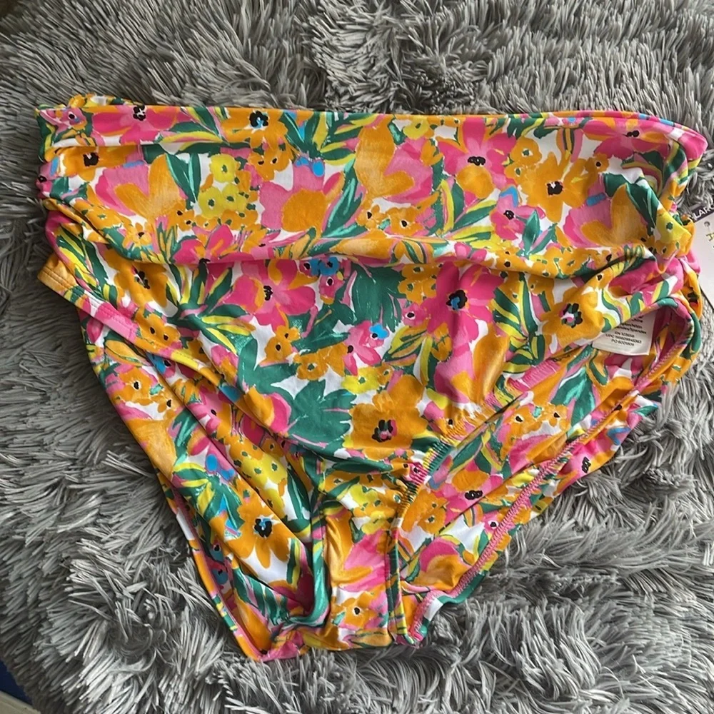 Anne Cole Floral Print Swimsuit Bottom Convertible Mid Rise Bikini XXL